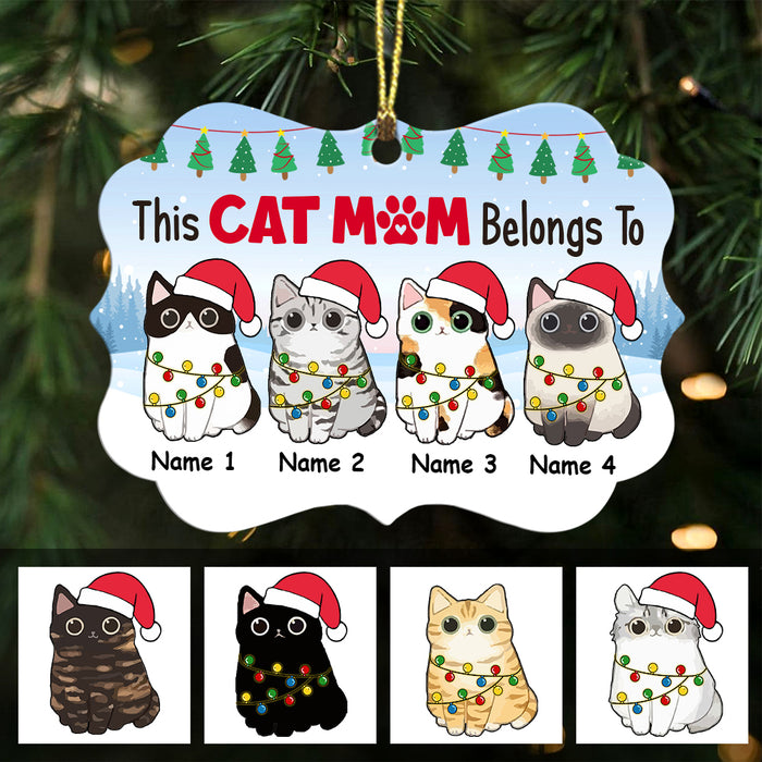 Personalized Christmas Cat Mom Belongs To Benelux Ornament SB62 65O47 1