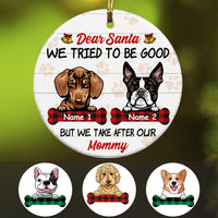 Personalized Santa Dog Christmas Circle Ornament SB61 85O34 thumb 1