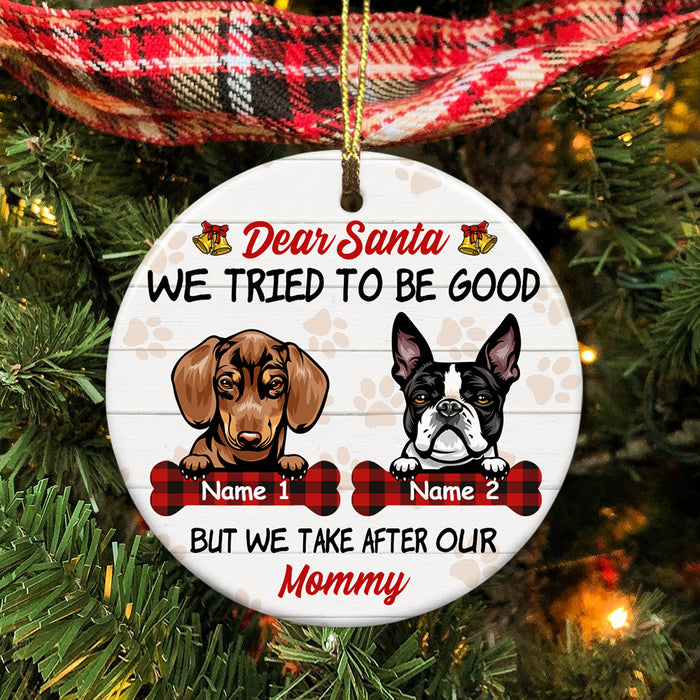 Personalized Santa Dog Christmas Circle Ornament SB61 85O34 1