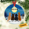Personalized Dog Christmas Watching Santa Circle Ornament SB66 81O53 1