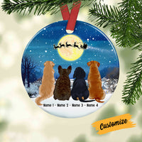 Personalized Dog Christmas Watching Santa Circle Ornament SB66 81O53 thumb 1