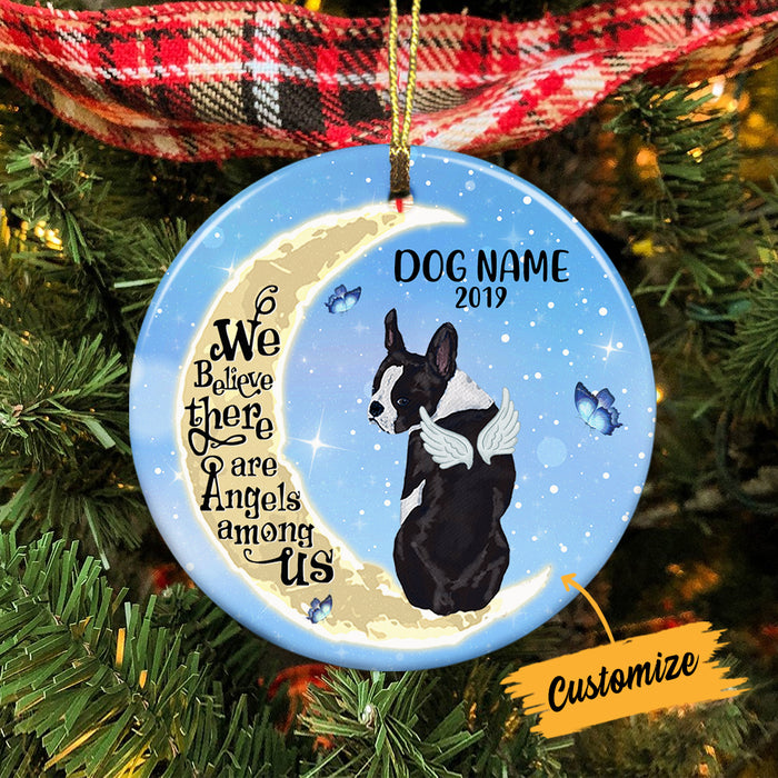 Personalized Dog Memorial Angels Among Circle Ornament SB62 85O36 1