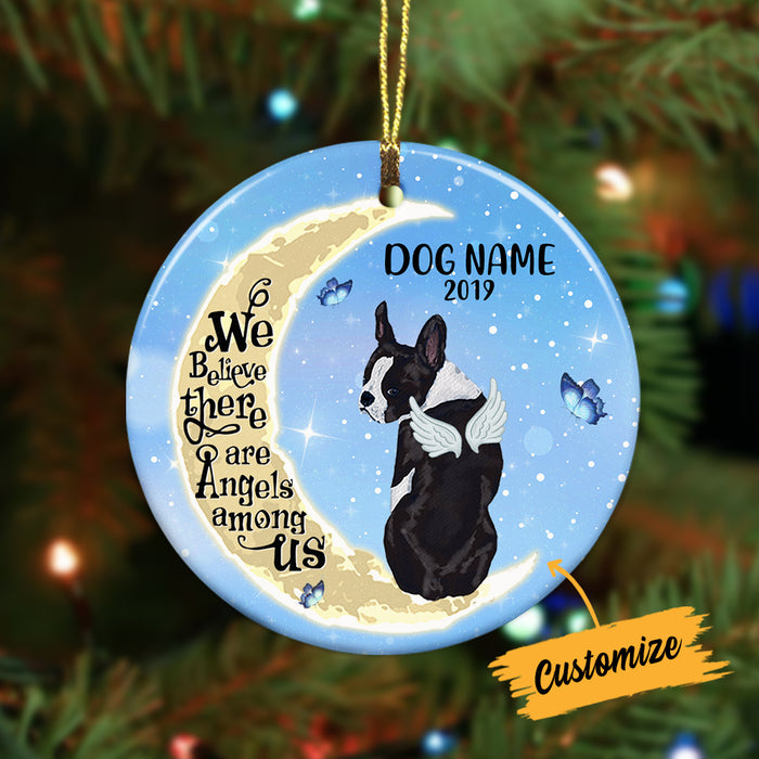 Personalized Dog Memorial Angels Among Circle Ornament SB62 85O36 1