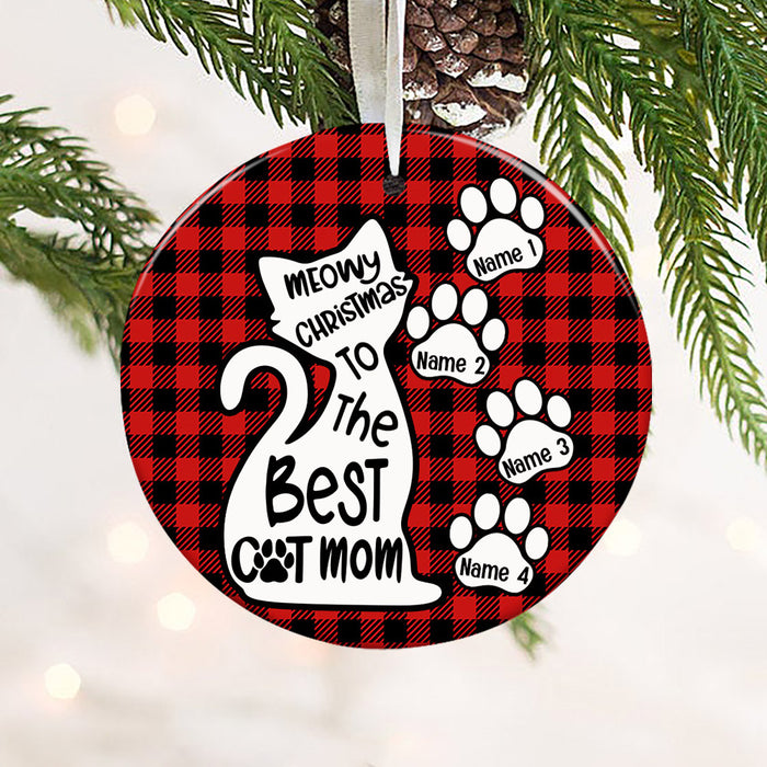 Personalized Best Cat Mom Christmas Circle Ornament SB63 85O53 1