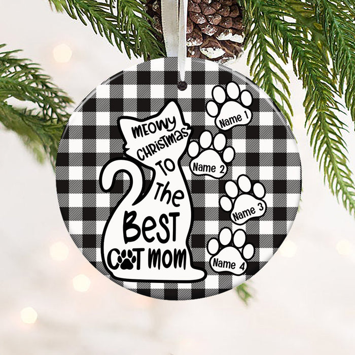 Personalized Best Cat Mom Christmas Circle Ornament SB63 85O53 1