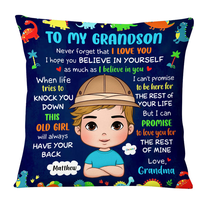 Personalized Gift For Grandson Never Forget I Love You Dinosaur Pillow 30744 1