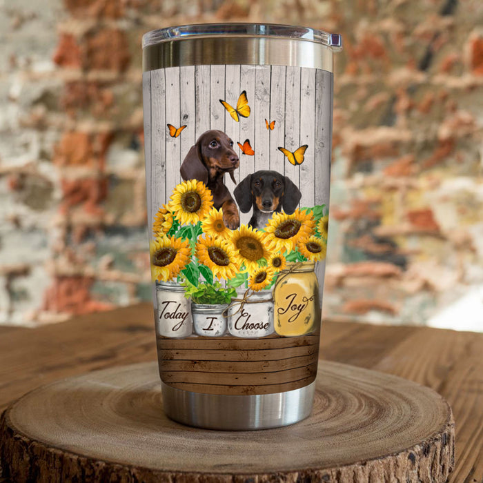 Dachshund Dog Sunflower Steel Tumbler 1
