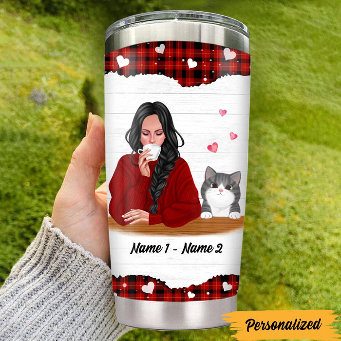Personalized Love Coffee Cat Mom Steel Tumbler SB74 87O47 1