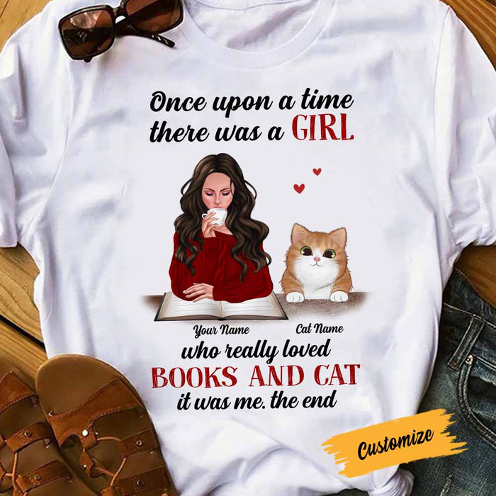 Personalized Girl Loves Books And Cats T Shirt SB83 85O58 1