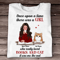 Personalized Girl Loves Books And Cats T Shirt SB83 85O58 thumb 1