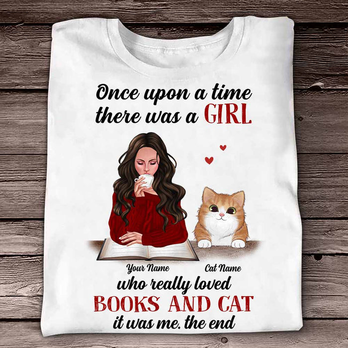 Personalized Girl Loves Books And Cats T Shirt SB83 85O58 1