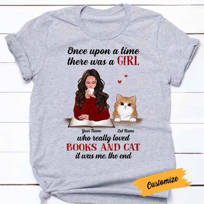 Personalized Girl Loves Books And Cats T Shirt SB83 85O58 1