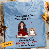 Personalized Girl Loves Books And Cats T Shirt SB83 85O58 thumb 1