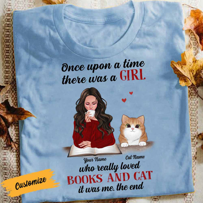 Personalized Girl Loves Books And Cats T Shirt SB83 85O58 1