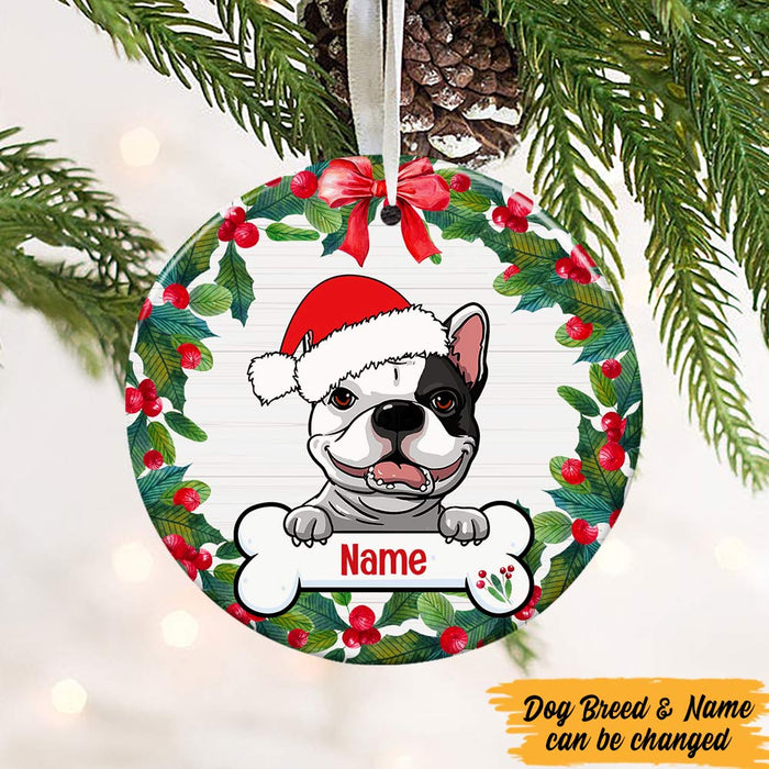 Personalized Dog Wreath Christmas Circle Ornament SB131 22O47 1