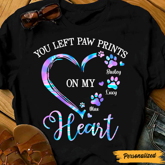 Personalized Dog Paw Prints On My Heart T Shirt SB156 87O47 1