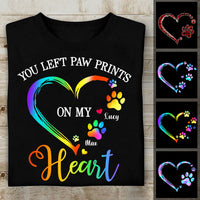 Personalized Dog Paw Prints On My Heart T Shirt SB156 87O47 thumb 1