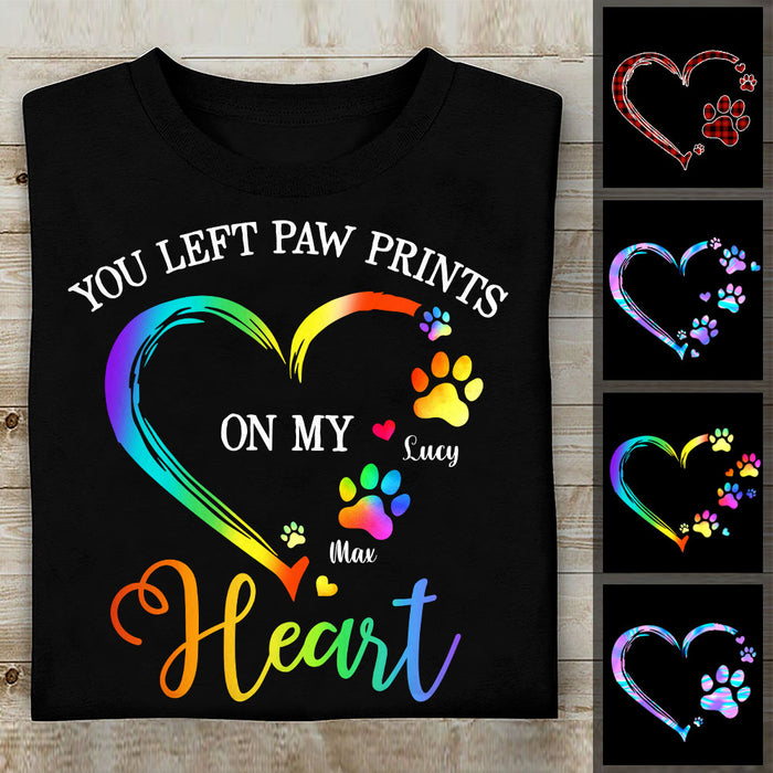 Personalized Dog Paw Prints On My Heart T Shirt SB156 87O47 1