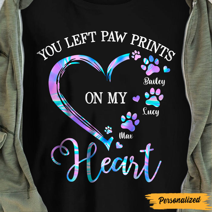 Personalized Dog Paw Prints On My Heart T Shirt SB156 87O47 1
