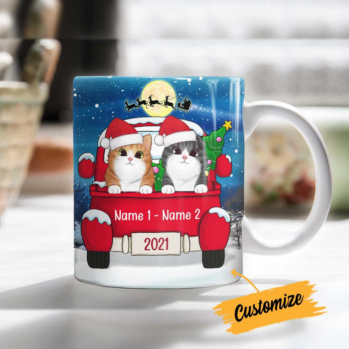 Personalized Cat Christmas Red Truck Mug AG264 81O34 1
