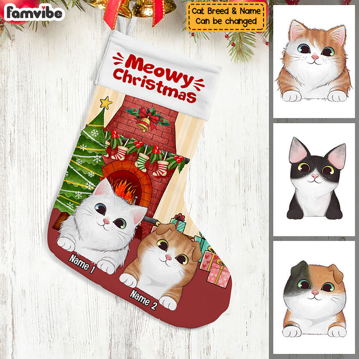 Personalized Cat Meowy Christmas Stocking SB101 24O53 1