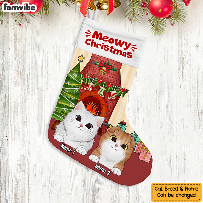Personalized Cat Meowy Christmas Stocking SB101 24O53 1