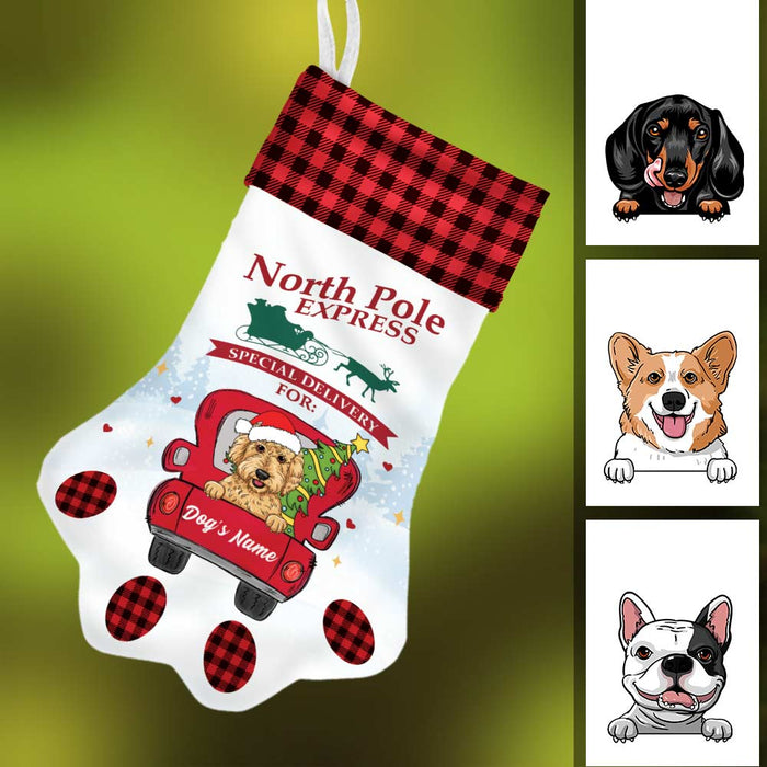 Personalized Dog Red Truck Christmas Paw Stocking SB101 87O57 1