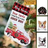 Personalized Dog Christmas Red Truck Stocking SB103 24O57 thumb 1