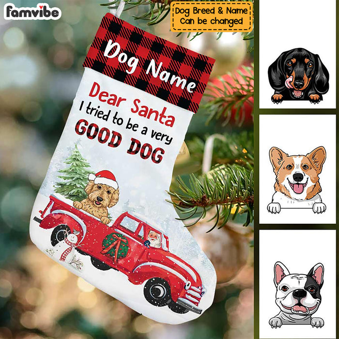 Personalized Dog Christmas Red Truck Stocking SB103 24O57 1