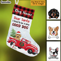 Personalized Dog Christmas Red Truck Stocking SB103 24O57 thumb 1