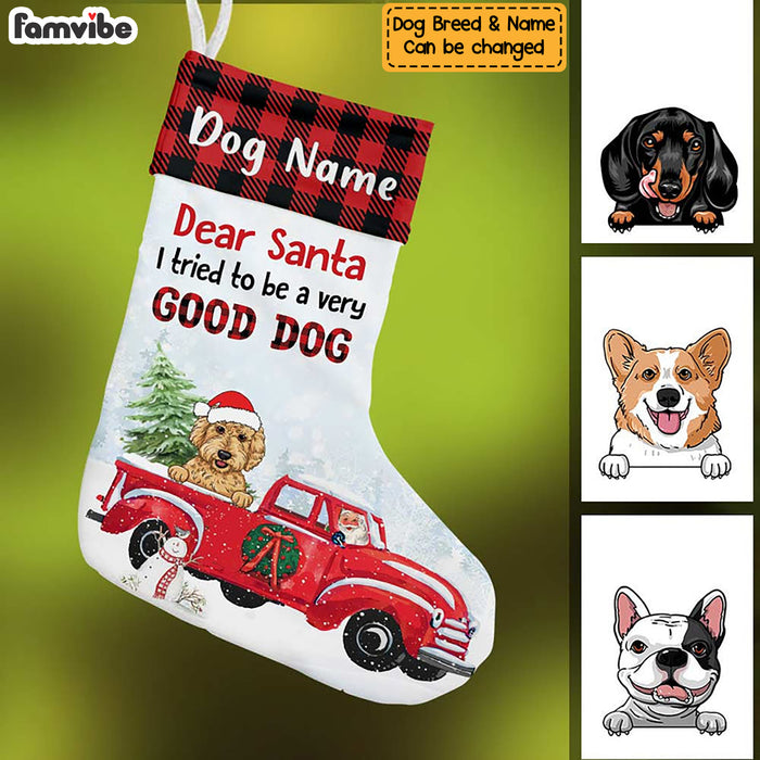 Personalized Dog Christmas Red Truck Stocking SB103 24O57 1