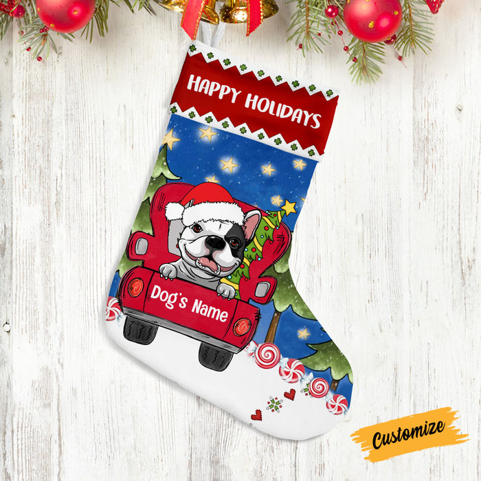 Personalized Dog Red Truck Christmas Stocking SB104 87O53 1