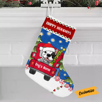 Personalized Dog Red Truck Christmas Stocking SB104 87O53 thumb 1