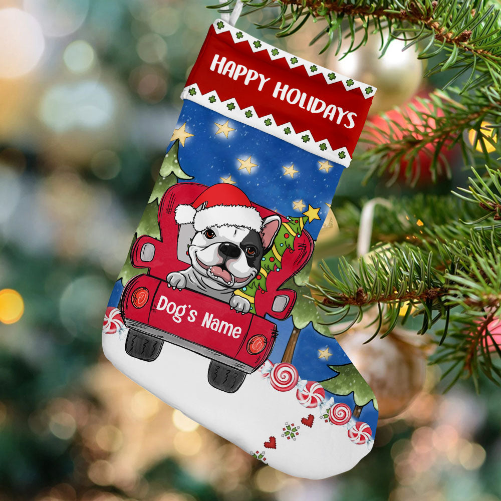 Personalized Dog Red Truck Christmas Stocking SB104 87O53