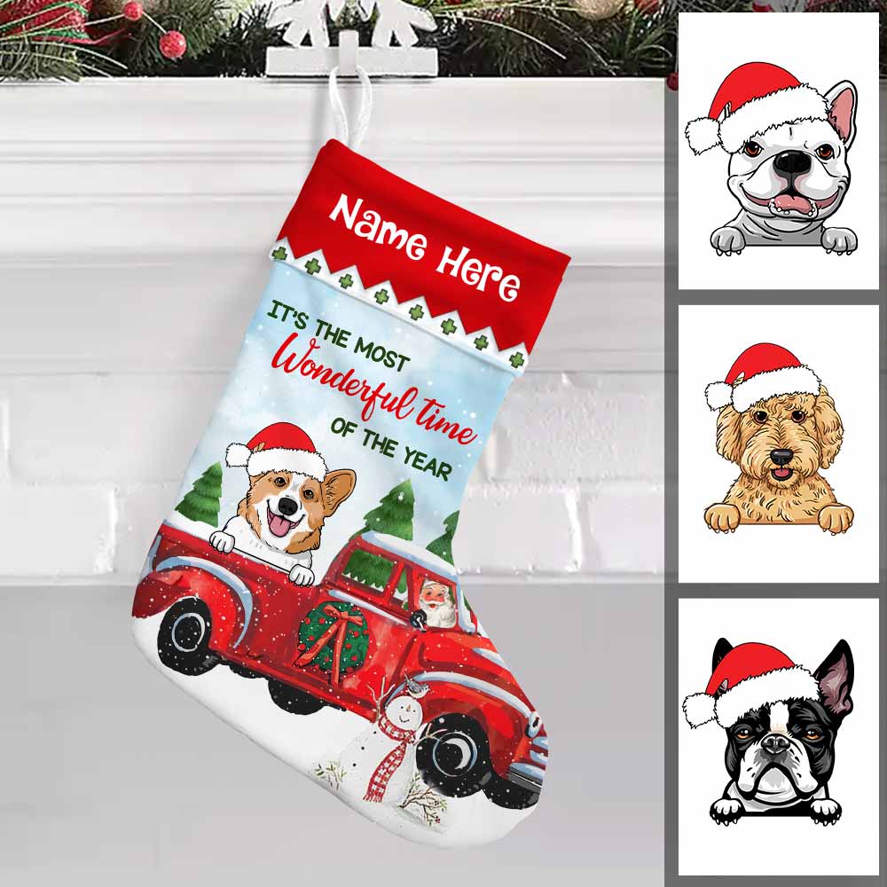 Personalized Dog Red Truck Christmas Stocking SB105 87O58