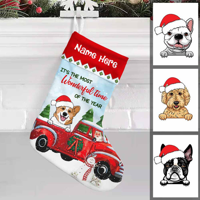Personalized Dog Red Truck Christmas Stocking SB105 87O58 1