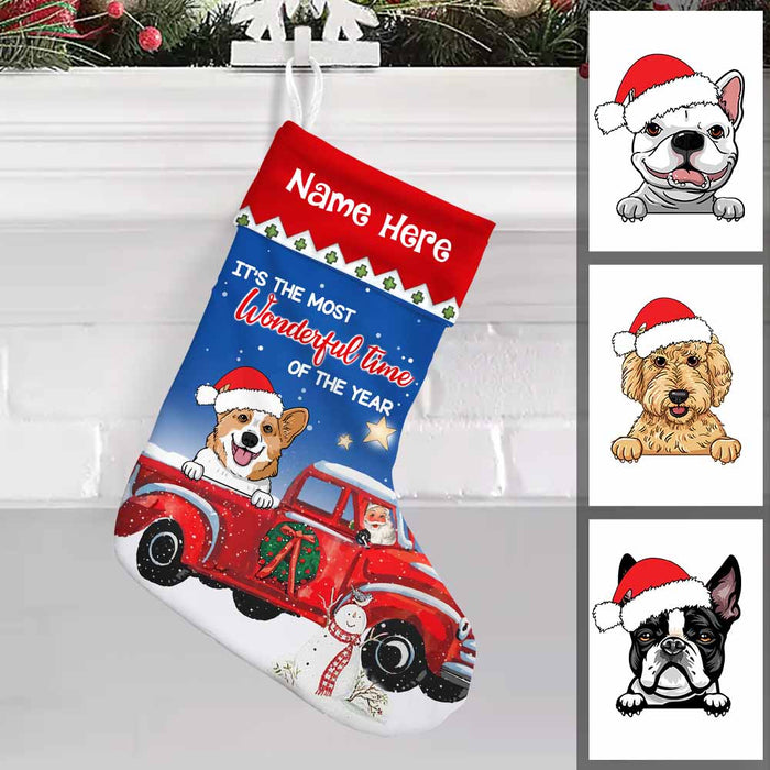 Personalized Dog Red Truck Christmas Stocking SB105 87O58 1