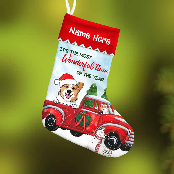Personalized Dog Red Truck Christmas Stocking SB105 87O58 1