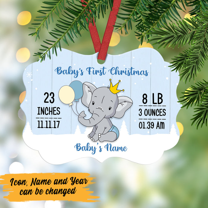 Personalized Elephant Baby First Christmas MDF Benelux Ornament OB83 73O47 1