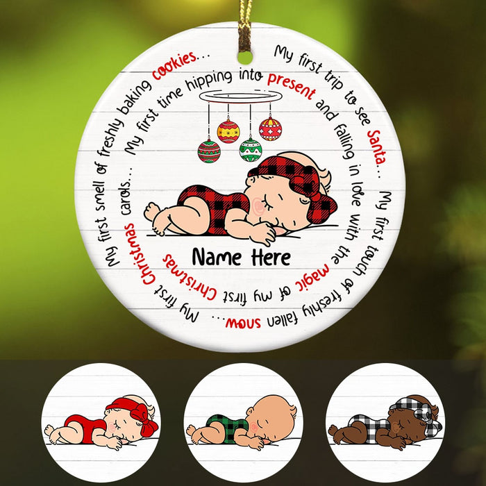 Personalized Baby First Christmas Circle Ornament SB142 30O53 1