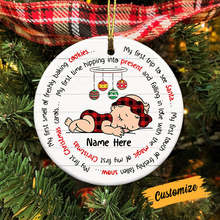 Personalized Baby First Christmas Circle Ornament SB142 30O53 1