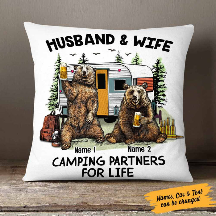 Personalized Couple Bear Husband Wife Camping Pillow JN151 81O58 1