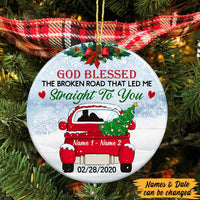Personalized Couple Red Truck Christmas Circle Ornament SB141 87O47 thumb 1