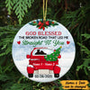 Personalized Couple Red Truck Christmas Circle Ornament SB141 87O47 1