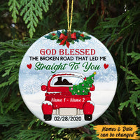 Personalized Couple Red Truck Christmas Circle Ornament SB141 87O47 thumb 1