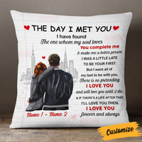 Personalized Couple The Day I Met You Pillow SB141 26O53 (Insert Included) thumb 1