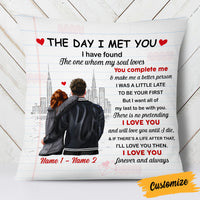 Personalized Couple The Day I Met You Pillow SB141 26O53 (Insert Included) thumb 1