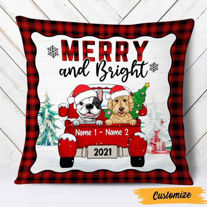 Personalized Dog Red Truck Christmas Pillow SB146 81O47 1