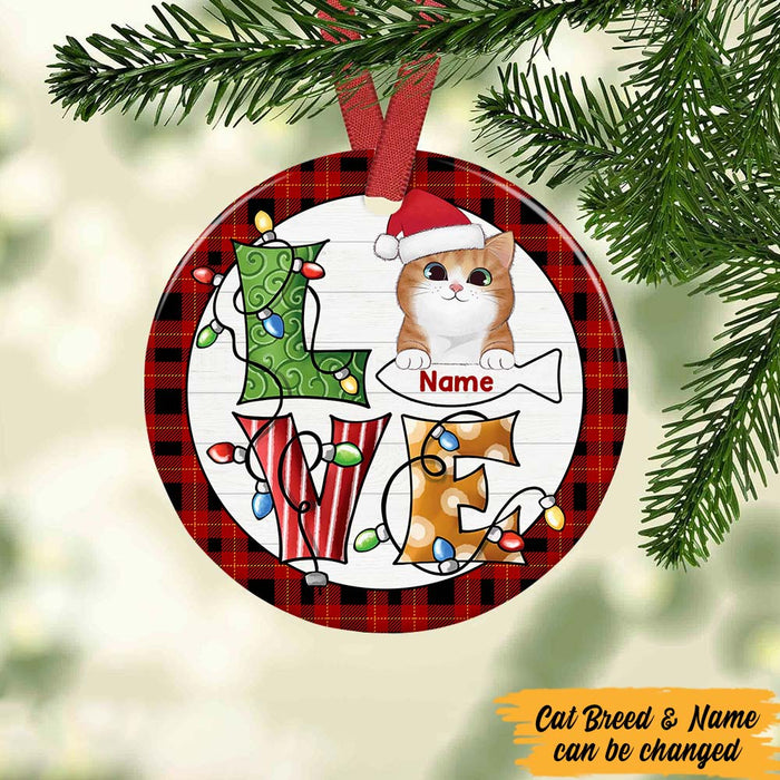 Personalized Cat Love Christmas Circle Ornament SB159 30O47 1