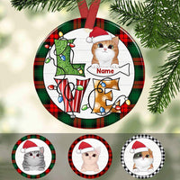 Personalized Cat Love Christmas Circle Ornament SB159 30O47 thumb 1